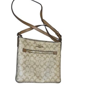 Coach Khaki/Chalk Signature Crossbody with Gold Hardware